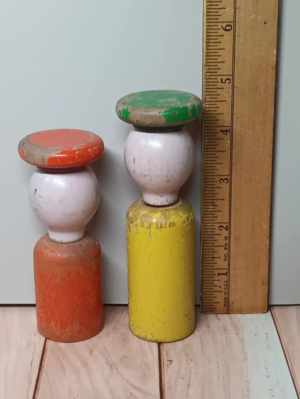 Vintage 1950s Peg Block Dolls Body Head Hat Extremely Worn RARE and Hard to Find